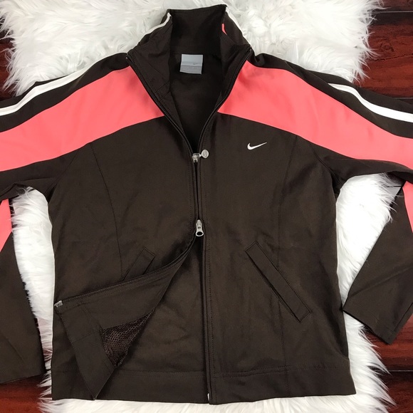 Nike Double Zipper Zip Up Jacket Pockets Brown - Picture 6 of 8